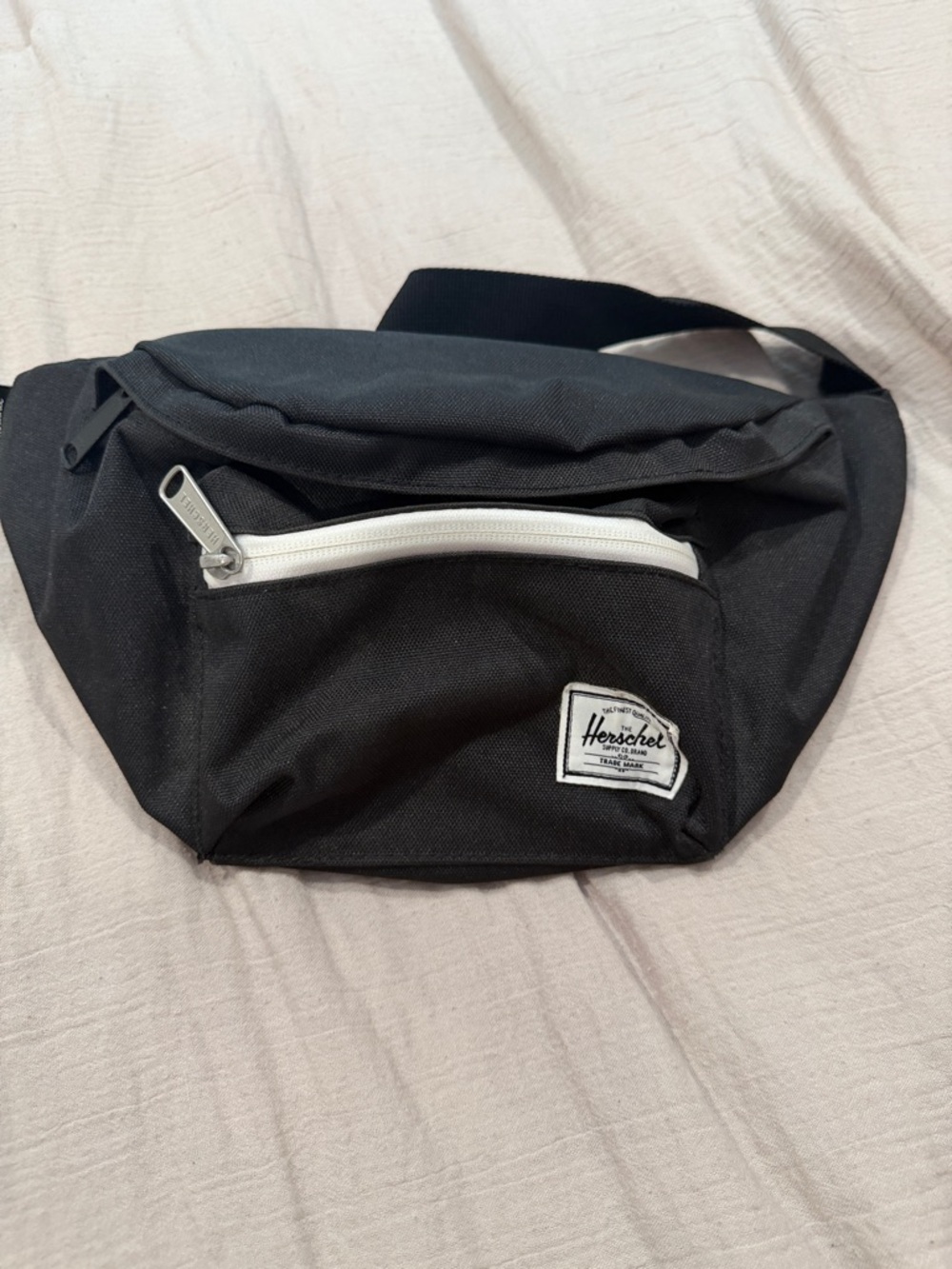 Herschel Supply Company Black Belt Bag with White Zipper
